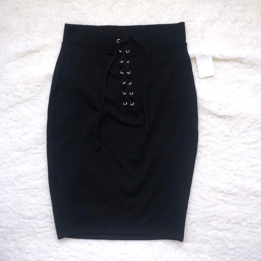 Charlotte Russe black edgy pencil skirt